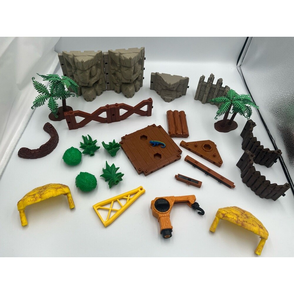 Imaginext Jungle Dinosaur Replacement Parts Lot Trees Bridge Rocks Platform Hut